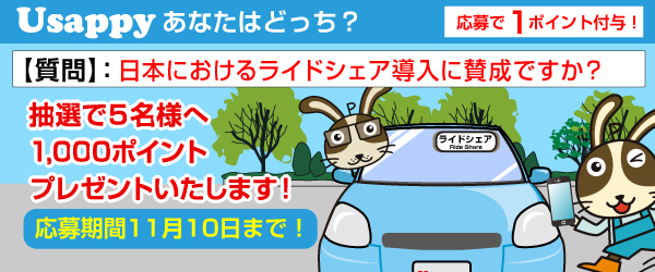 Usappyあなたはどっち？　日本におけるライドシェア導入に賛成ですか？