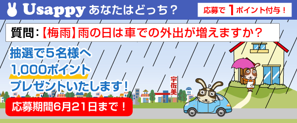 【梅雨】雨の日は車での外出が増えますか？？