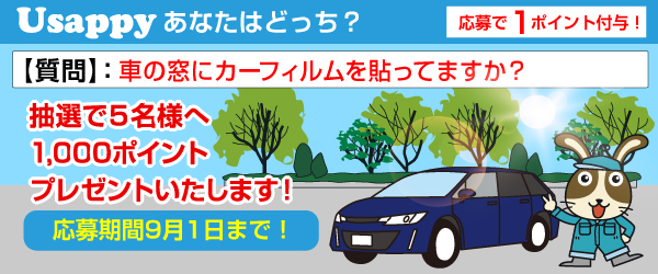 Usappyあなたはどっち？　車の窓にカーフィルムを貼ってますか？