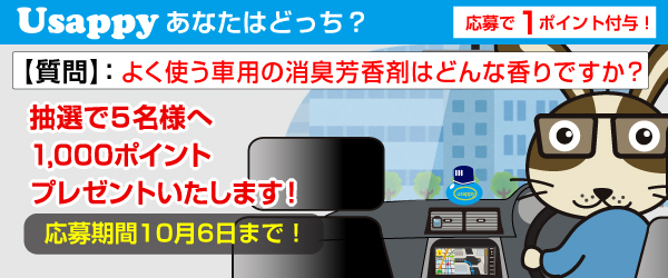 Usappyあなたはどっち？　よく使う車用の消臭芳香剤はどんな香りですか？